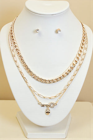 MIX KEY PENDANT LAYERED NECKLACE SET