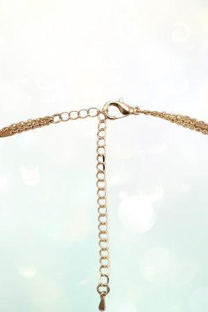 LAYERED HEXAGON PENDANT BEADED NECKLACE SET