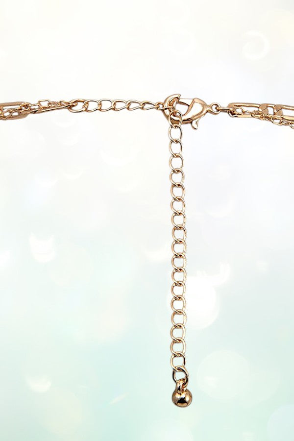 GEM PENDANT DOUBLE ROW NECKLACE SET