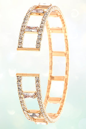 SQUARE CUT OUT RHINESTONE PAVE FLEX BRACELET