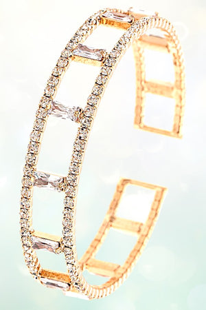 SQUARE CUT OUT RHINESTONE PAVE FLEX BRACELET