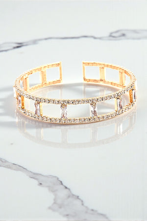 SQUARE CUT OUT RHINESTONE PAVE FLEX BRACELET