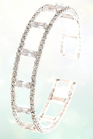 SQUARE CUT OUT RHINESTONE PAVE FLEX BRACELET