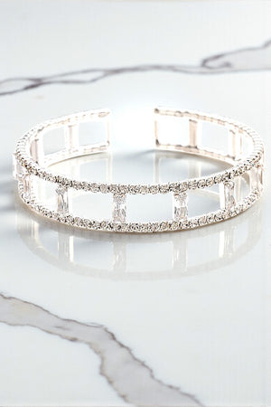 SQUARE CUT OUT RHINESTONE PAVE FLEX BRACELET