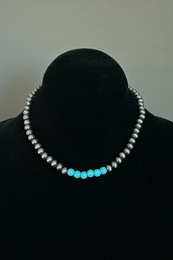 CACTUS TQ NAVAJO PEARL BEAD LAYERED NECKLACE