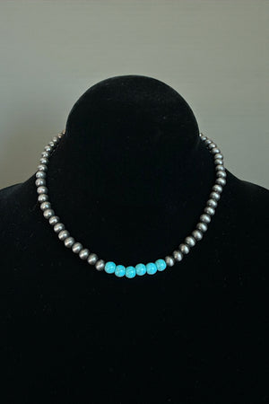 CACTUS TQ NAVAJO PEARL BEAD LAYERED NECKLACE