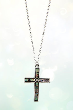 CROSS ABALONE PENDANT NECKLACE