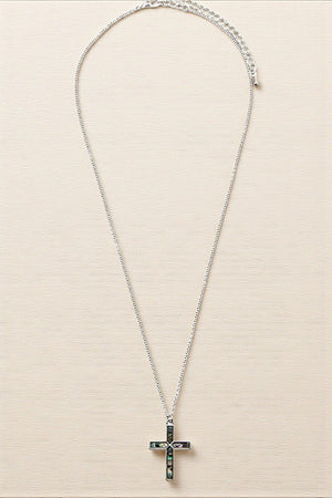CROSS ABALONE PENDANT NECKLACE