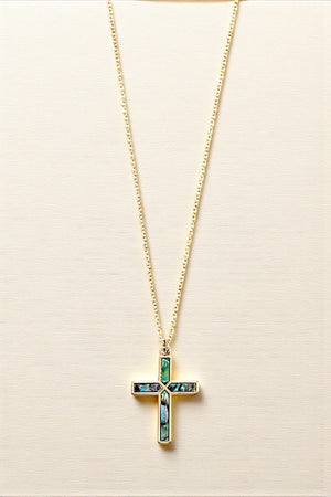 CROSS ABALONE PENDANT NECKLACE