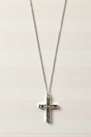 CROSS ABALONE PENDANT NECKLACE