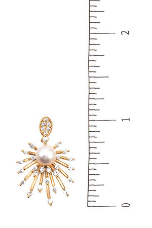 Cubic Zirconia Pearl Spike Post Earring