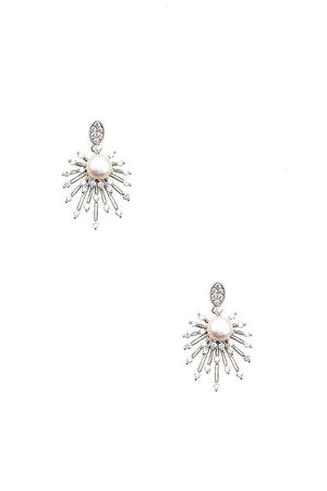 Cubic Zirconia Pearl Spike Post Earring