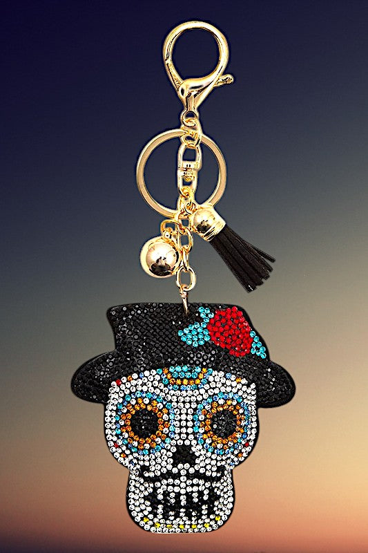 Mr Skeleton Rhinestone Pave Keychain