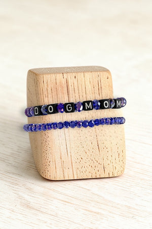 CUBIC BEAD DOG MOM FACETED GLASS BEAD BRACELETS