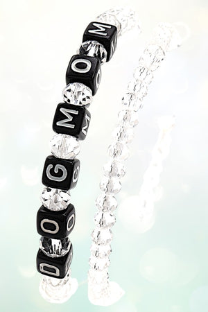 CUBIC BEAD DOG MOM FACETED GLASS BEAD BRACELETS