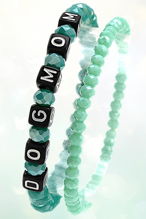 CUBIC BEAD DOG MOM FACETED GLASS BEAD BRACELETS