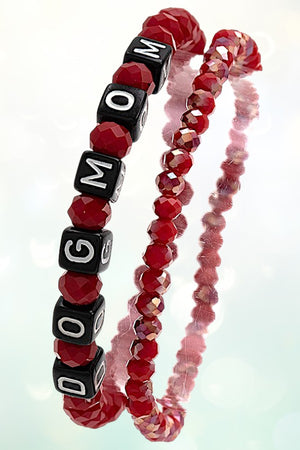 CUBIC BEAD DOG MOM FACETED GLASS BEAD BRACELETS