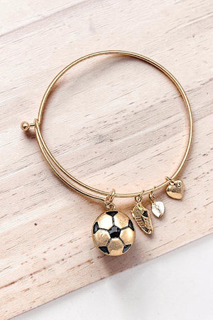SOCCER CHARMS DANGLE BANGLE BRACELET