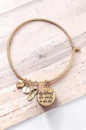 SOCCER CHARMS DANGLE BANGLE BRACELET