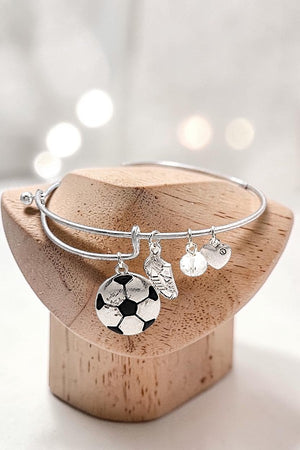 SOCCER CHARMS DANGLE BANGLE BRACELET
