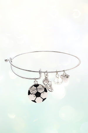 SOCCER CHARMS DANGLE BANGLE BRACELET