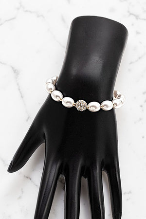 RHINESTONE ORB ACCENT PEARL LINK BRACELET