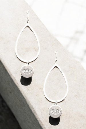 EVIL EYE ACCENT TEARDROP EARRING