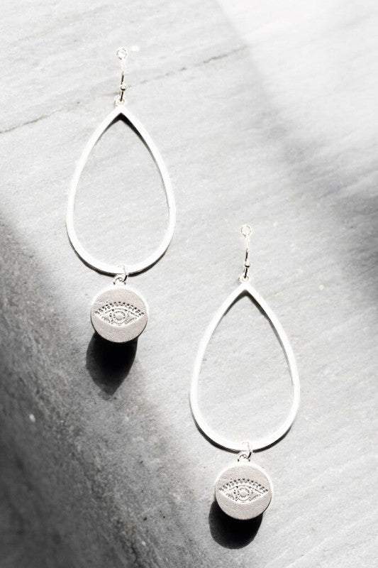 EVIL EYE ACCENT TEARDROP EARRING