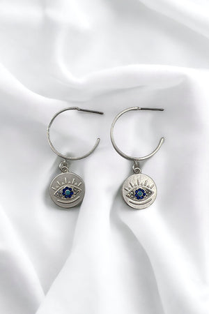 Evil Eye Disk Accent Drop Earring