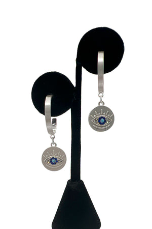 Evil Eye Disk Accent Drop Earring