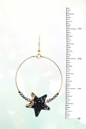 STAR BEAD HOOP DANGLE EARRING