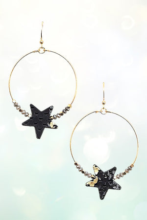 STAR BEAD HOOP DANGLE EARRING