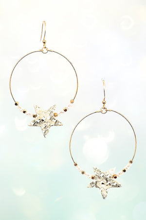 STAR BEAD HOOP DANGLE EARRING