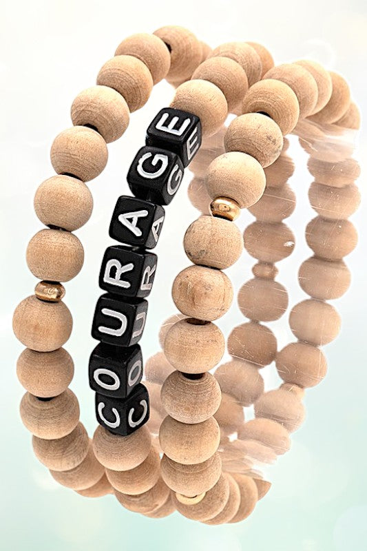 COURAGE BEADED STRETCH LAYERED BRACELET