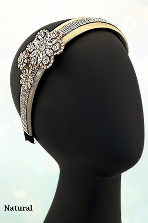 CRYSTAL RHINESTONE PAVE FLORAL ACCENT HEADBAND