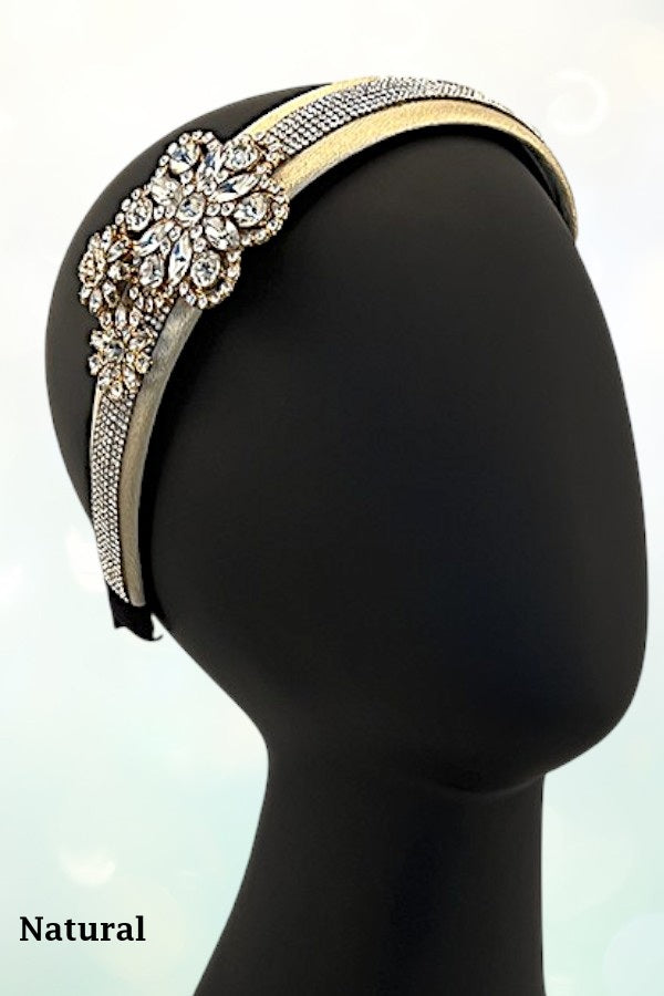 CRYSTAL RHINESTONE PAVE FLORAL ACCENT HEADBAND