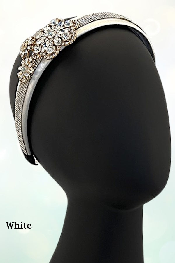 CRYSTAL RHINESTONE PAVE FLORAL ACCENT HEADBAND
