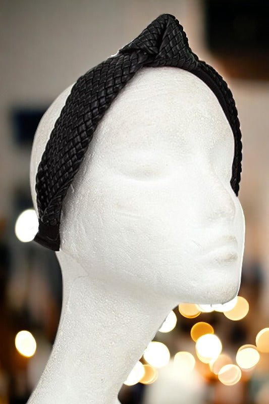 Woven Faux Leather Knot Accent Headband