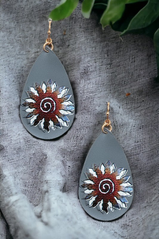 Floral Swirl Teardrop Dangle Earring