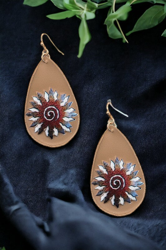 Floral Swirl Teardrop Dangle Earring