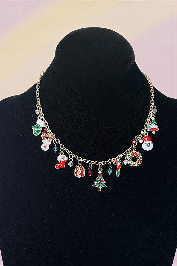 CHRISTMAS THEME MULTI CHARM NECKLACE