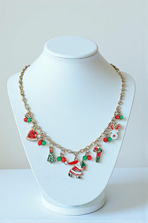 CHRISTMAS THEME MULTI CHARM DANGLE NECKLACE