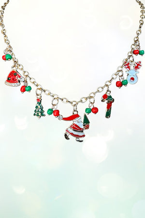 CHRISTMAS THEME MULTI CHARM DANGLE NECKLACE