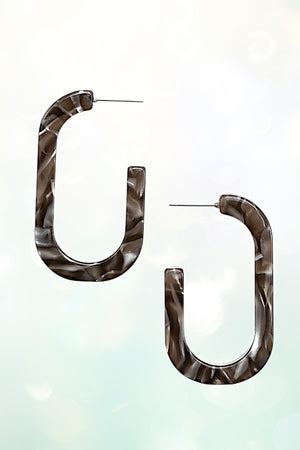 ACETATE SEMI OVAL DROP EARRING