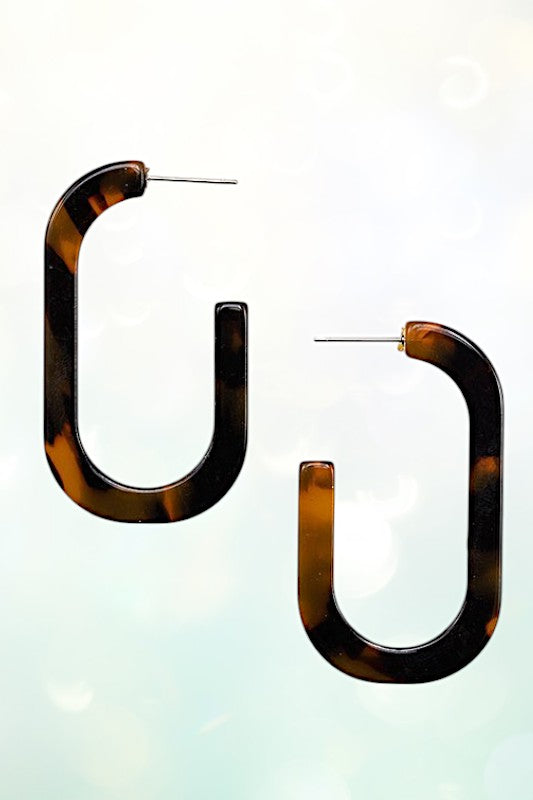 ACETATE SEMI OVAL DROP EARRING