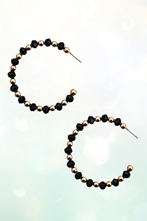 MIX JEWEL BEAD SEMI HOOP EARRING