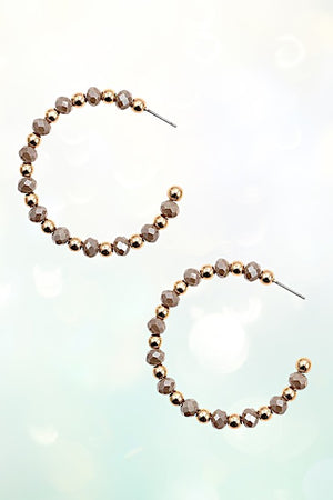 MIX JEWEL BEAD SEMI HOOP EARRING