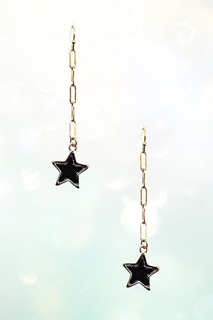 DROP GEM STAR CHAIN EARRING