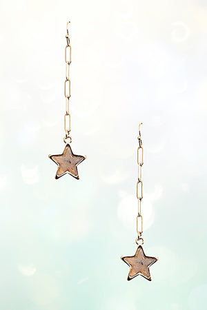 DROP GEM STAR CHAIN EARRING