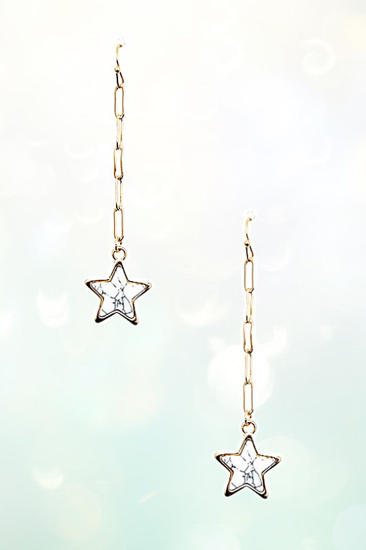 DROP GEM STAR CHAIN EARRING